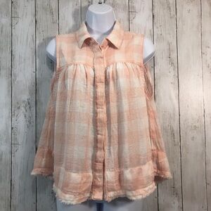 Free People Hey There Sunrise Button Down Top XS/S